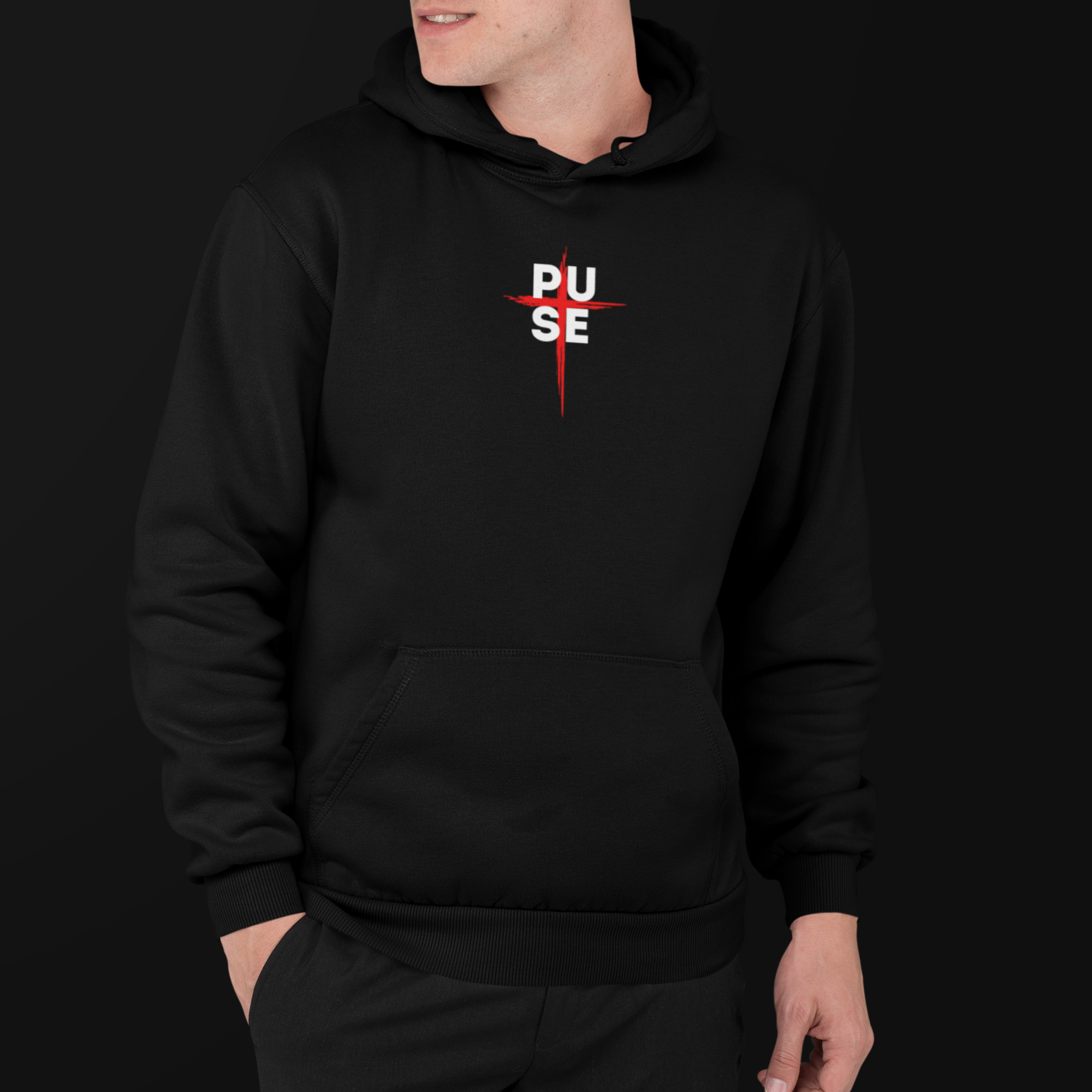 PULSE CROSS BLACK HOODIE