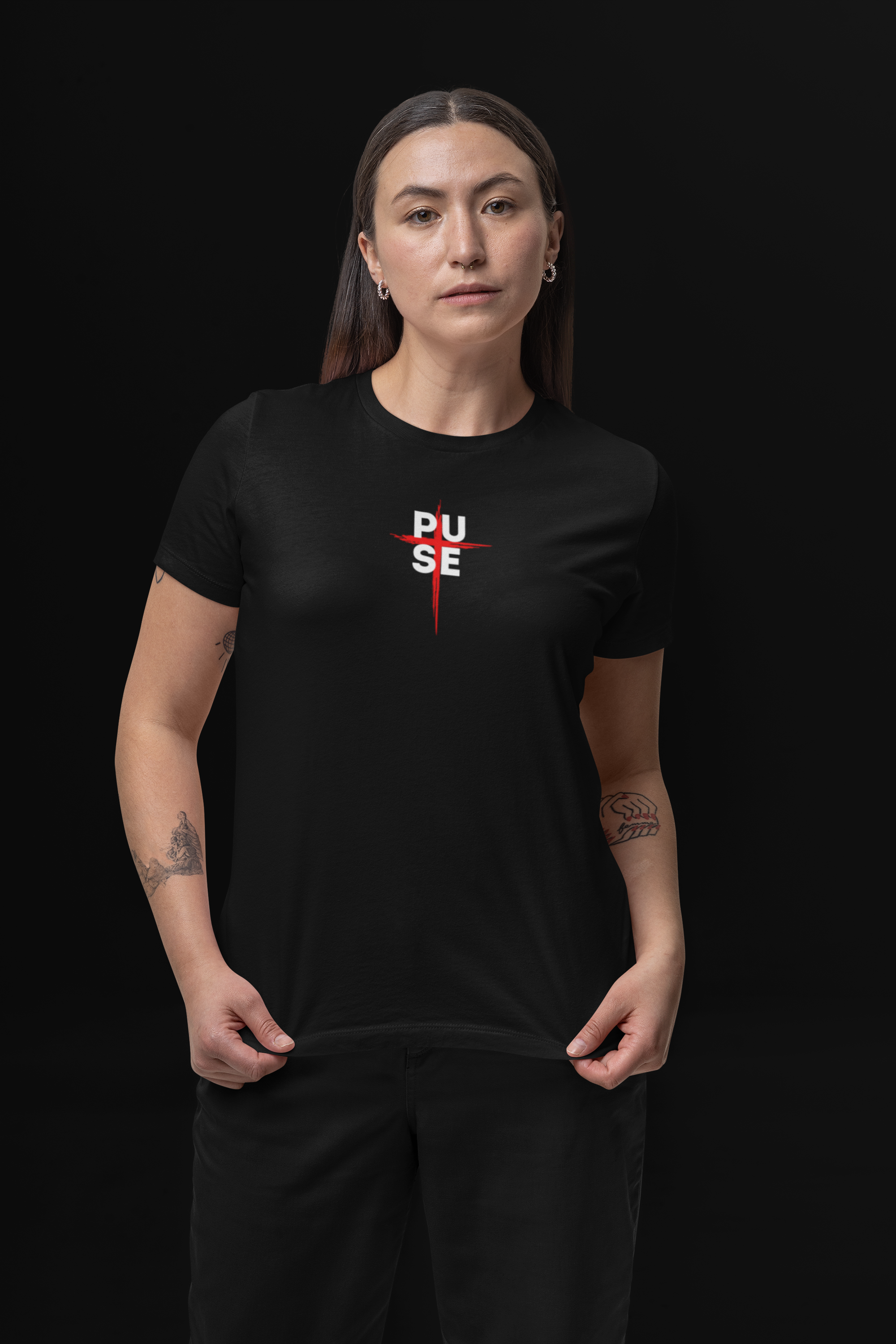 PULSE CROSS BLACK TEE